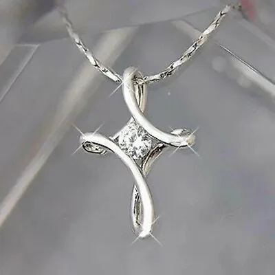 Infinity Jewelry Cubic Zircon 925 Silver Necklace Pendant Women Party Gift • $1.91