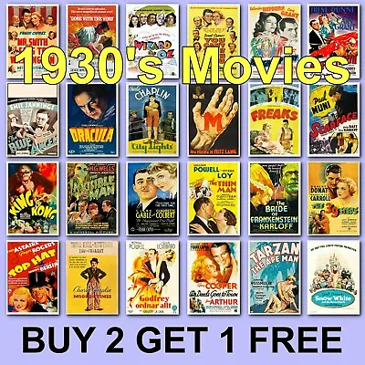 £2.97 • Buy Poster Vintage Movie Posters 1930s 30s Film Poster Films HD Borderless Printing