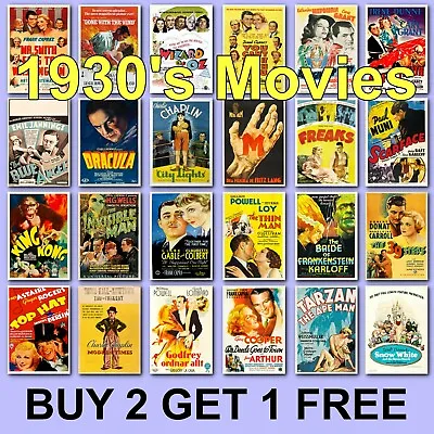 Poster Vintage Movie Posters 1930s 30s Film Poster Films HD Borderless Printing • £6.87