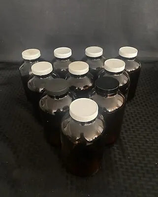 Lot Of (10) Laboratory 1000mL Amber Glass Wide Mouth Bottle With Screw Caps • $99.99
