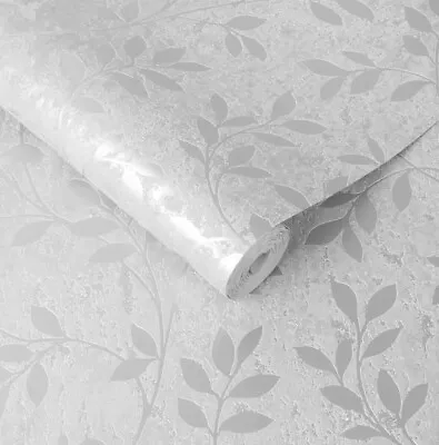 Superfresco Milan Trail Silver Metallic Botanical Trailing Leaf Wallpaper 106404 • £21.59