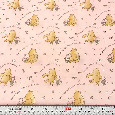 Vintage Classic Pooh Disney Winnie The Pooh Pink Cotton Fabric By The HALF YARD • $22.50