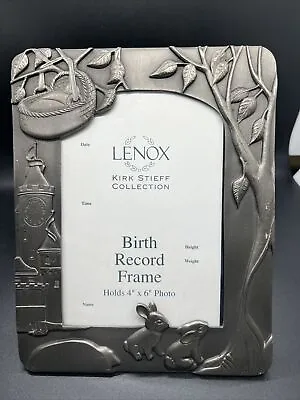 Lenox Pewter Metal Picture Frame Kirk Stiff Baby Shower Birth Record Bunny Clock • $14.99