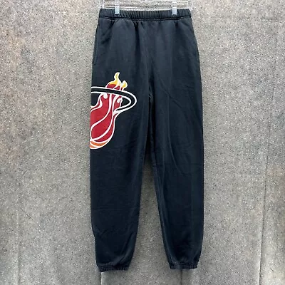 Miami Heat Jogger Men Small Adult Black Pants Fleece Mitchell & Ness Sweatpants • $27.88