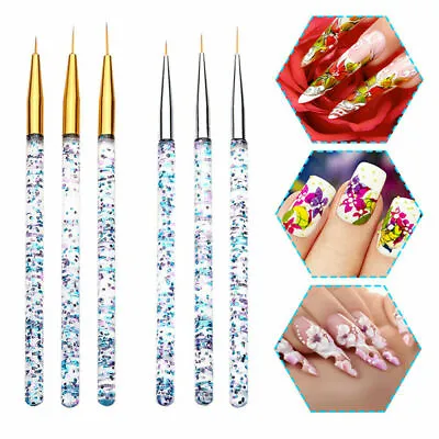 £3.49 • Buy 3Pcs Nail Art Brushes Set Fine Detail Painting Thin Pens Drawing Kit Liner Tools