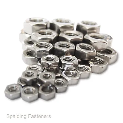 A2 Stainless Steel Hexagon Full Nuts To Fit Metric Standard Pitch Screws & Bolts • £1.95
