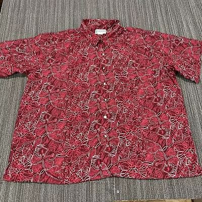 Haband Hawaiian Shirt Mens 3XL XXXL Red Floral Casual All Over Print Beach • $14.99