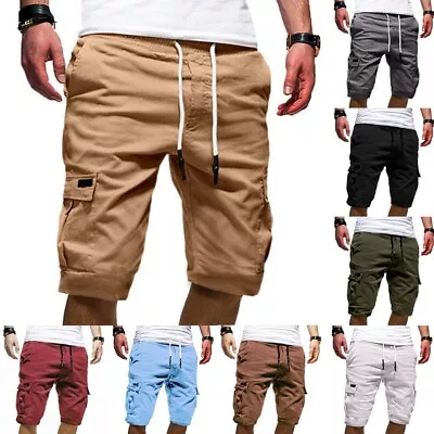 Men Fashion Casual Chino Cargo Shorts Multi Pockets Pants Summer Beach Trousers • $18.19