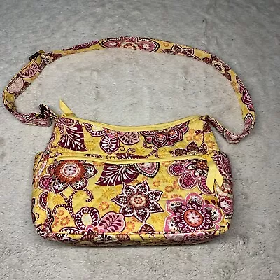 Vera Bradley Shoulder Bag Paisley Pinwheel Pink Yellow Floral Print & WALLET • $19.89