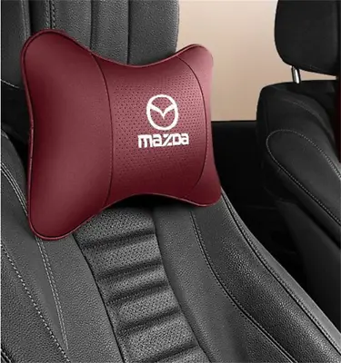 2Pcs Car Pillows Breathable Cushion Headrest Neck Rest Mat Leather For Mazda Red • $34