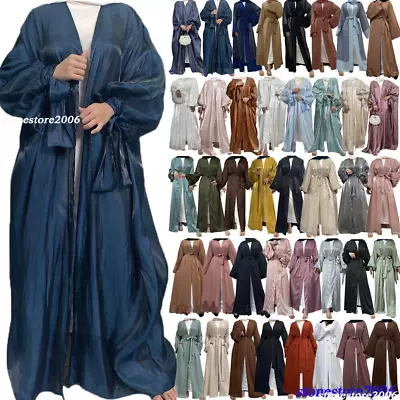 Ramadan Open Abaya Dubai Kaftan Women Muslim Kimono Cardigan Maxi Dress Caftan • £30.66