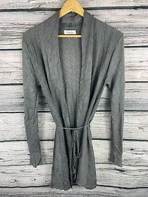 Cardigan Size 10 Long Lined Long Sleeve Tie Up Grey 1811 • £6.95