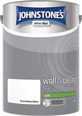 Johnstone's Manhattan White Silk Finish Emulsion Paint 5L For Walls & Ceilings • £18.99