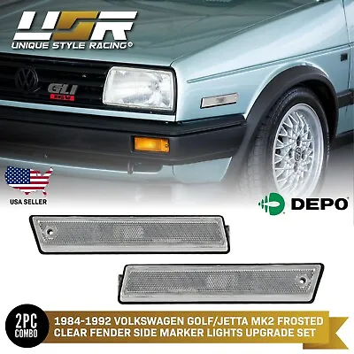 $25.49 • Buy DEPO Clear Fender Side Marker Lights For 1984-1992 VW Golf GTi Mk2 Jetta II A2