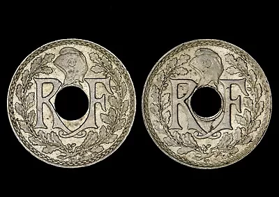 1917 France. 5 Centimes. Lot Of 2. Third Republic. Paris Mint. Copper-Nickel. • $1.25