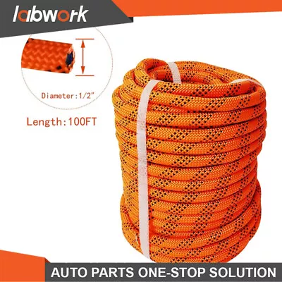 Labwork 1/2 In Double Braid Polyester Rope 100 FT Nylon Pulling Rope 6180Lbs • $32.04