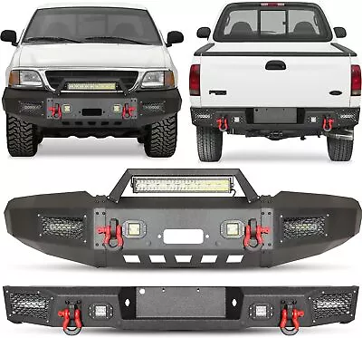 Steel Front Rear Bumper For Ford F150 1997-2003 2004 W/Winch Plate & LED Lights • $595.64