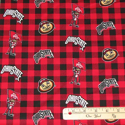 Ohio State University Plaid Cotton College Cotton Fabric   1/2 Yard   #OHS-1207 • $3.37