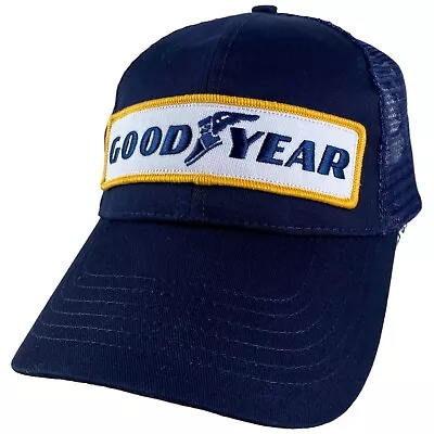 Vintage Goodyear Patch Snapback Trucker Mesh Cap K-Products Blue NOS NEW! • $17.58