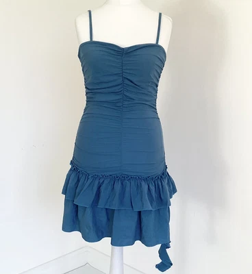 £20 • Buy Wal G Dress Y2K Does 80s Blue Strappy Short Mini Ruffle Ruched Rara Size Small