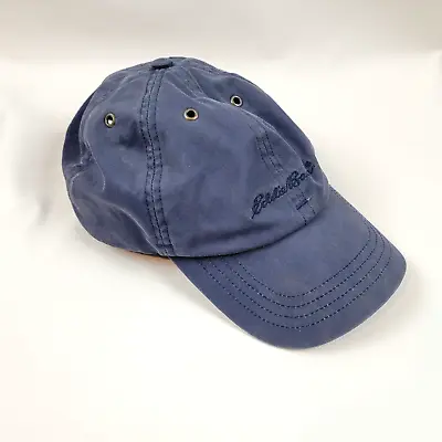 Eddie Bauer Hat Baseball Cap Blue Cotton Leather Strapback Casual Dad Outdoors • $8.93