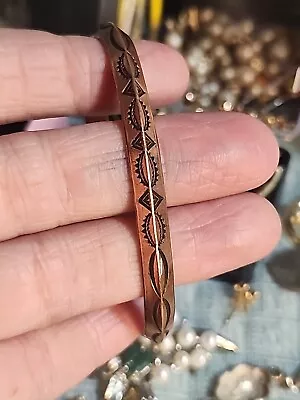 Vintage Carinated Navajo Cuff  Bracelet Copper Native American Southwest Signed  • $36
