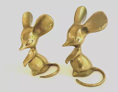 Set Of Vintage Solid Brass 5” Tall Big Ears Mouse  • $19.99