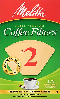 2 Cone Coffee Filters Unbleached Natural Brown 40 Count (Pack Of 12) 480 Total • $16.60