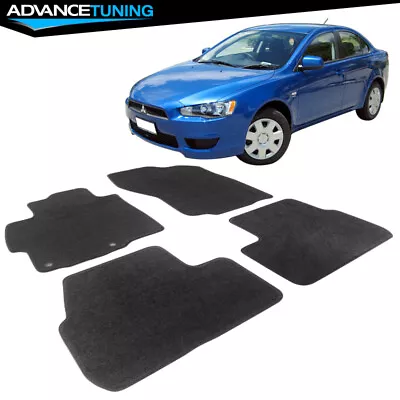 Fits 08-17 Mitsubishi Lancer 4Dr Black Nylon Front & Rear Floor Mats Carpet 4PCS • $40.85