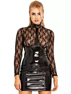 Honour PVC Sexpress Lace Dress In Black. • £64.99