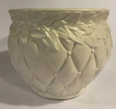 Vintage Nelson McCOY MATTE WHITE QUILTED JARDINIERE PLANTER 10.5” • $45
