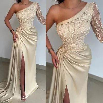 Beaded Mermaid Celebrity Party Prom Dress Lace Champagne Pageant Evening Gowns • $140.12