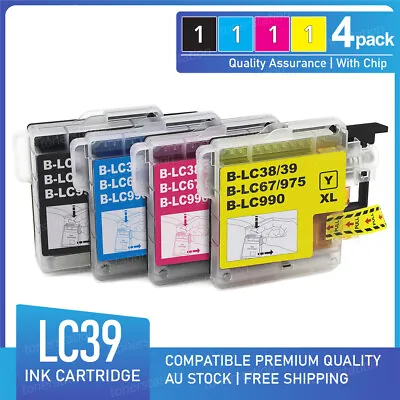 $12.50 • Buy 4 X INK Cartridges LC 39 LC39 For Brother DCP J315W J515W MFC J220 J410 Printer