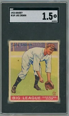 1933 Goudey #189 Joe Cronin ~ Washington Senators HOF SGC 1.5 • $111.99