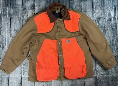 CARHARTT Hunting Jacket Mens XXL Blanket Lined Canvas Orange Duck Game Bag Coat • $225