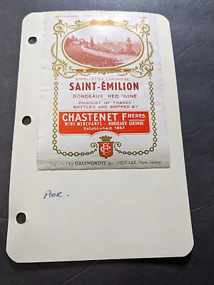 Vintage 1966 Saint Emilion Chastenet Freres Bordeaux Gironde Red Wine Labels • $10