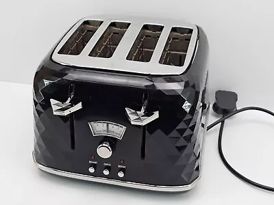 De'longhi CTJ4003.BK 4 Slice Toaster Brillante Defrost Function 1800W - Black • £29.99