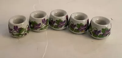 Vintage Mini Taper Candle Holders VIOLETS Funny Designs West Germany Set Of 5 • $11.98