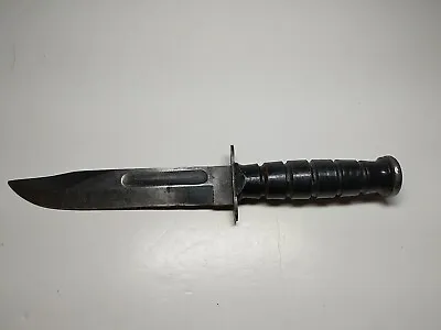 Vtg US Camillus Fixed Blade Knife Solid Military Fighting Knife Black.No Sheath  • $75