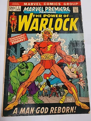 MARVEL PREMIERE #1; FIRST WARLOCK ORIGIN STORY (Marvel 1972) • $50