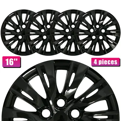 $36.26 • Buy 16  Set Of 4 Black Wheel Covers Snap On Full HubCaps Fit R16 Tire & Steel Rim