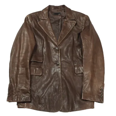 H&M Soft Leather Jacket | Medium | Coat 70s Style Vintage Button Retro Real AP36 • $39.77