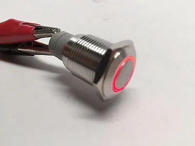 Pactrade Marine Red LED Ultra Flush Light Auto On-Off Push Switch Ring Button • $8.99