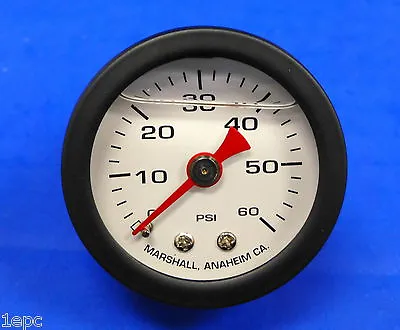 Marshall Gauge 0-60 PSI Fuel Oil Gas Pressure White Black Casing 1.5  Liquid • $24.24