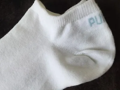 Mens Quality Designer Puma Trainer Plain White With Baby Blue Puma Logo 6-8 • £4.99