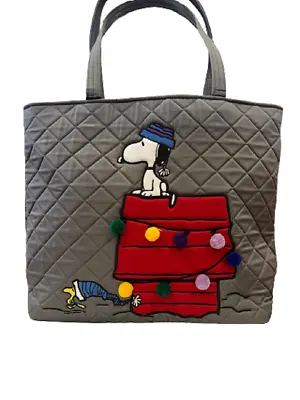 Vera Bradley Peanuts Large Vera Tote Bag Ski Slope Snoopy Dog House Woodstock  • $119.99