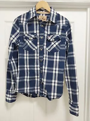 Hollister Shirt Men’s Size Medium Long Sleeve Plaid Check Blue White  • $9.99