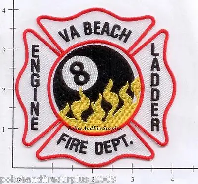 $3.85 • Buy Virginia - Virginia Beach Engine 8 Ladder 8 VA Fire Dept Patch - Eight Ball
