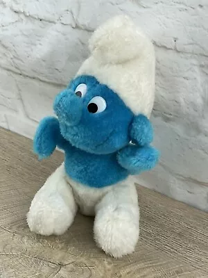 VTG 1980 Plush SMURF Stuffed Animal 8” Blue Toy Doll Peyo Wallace Berrie & Co • $8.96