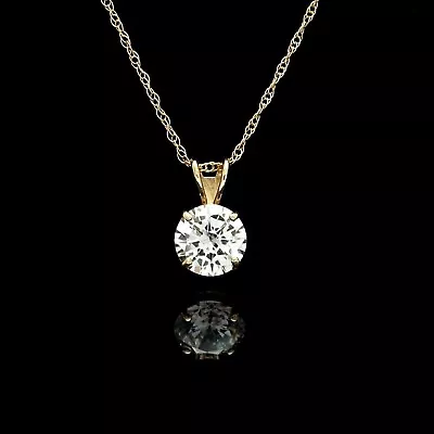 2 Ct Round Cut Lab Created Diamond Pendant 14K Yellow Gold Plated Free Chain • $90.25